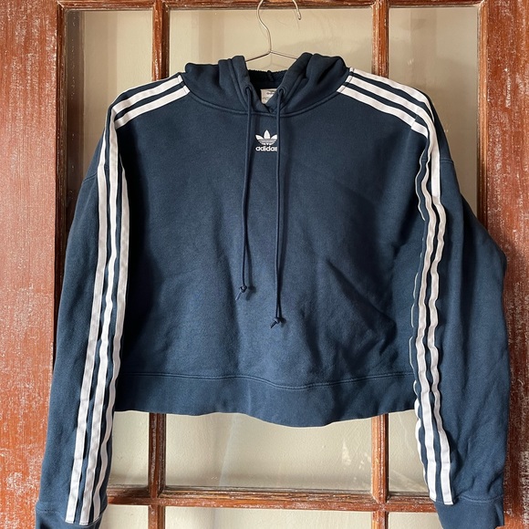 Women's Adidas Originals Cropped Hoodie Sweatshirt - Picture 1 of 3